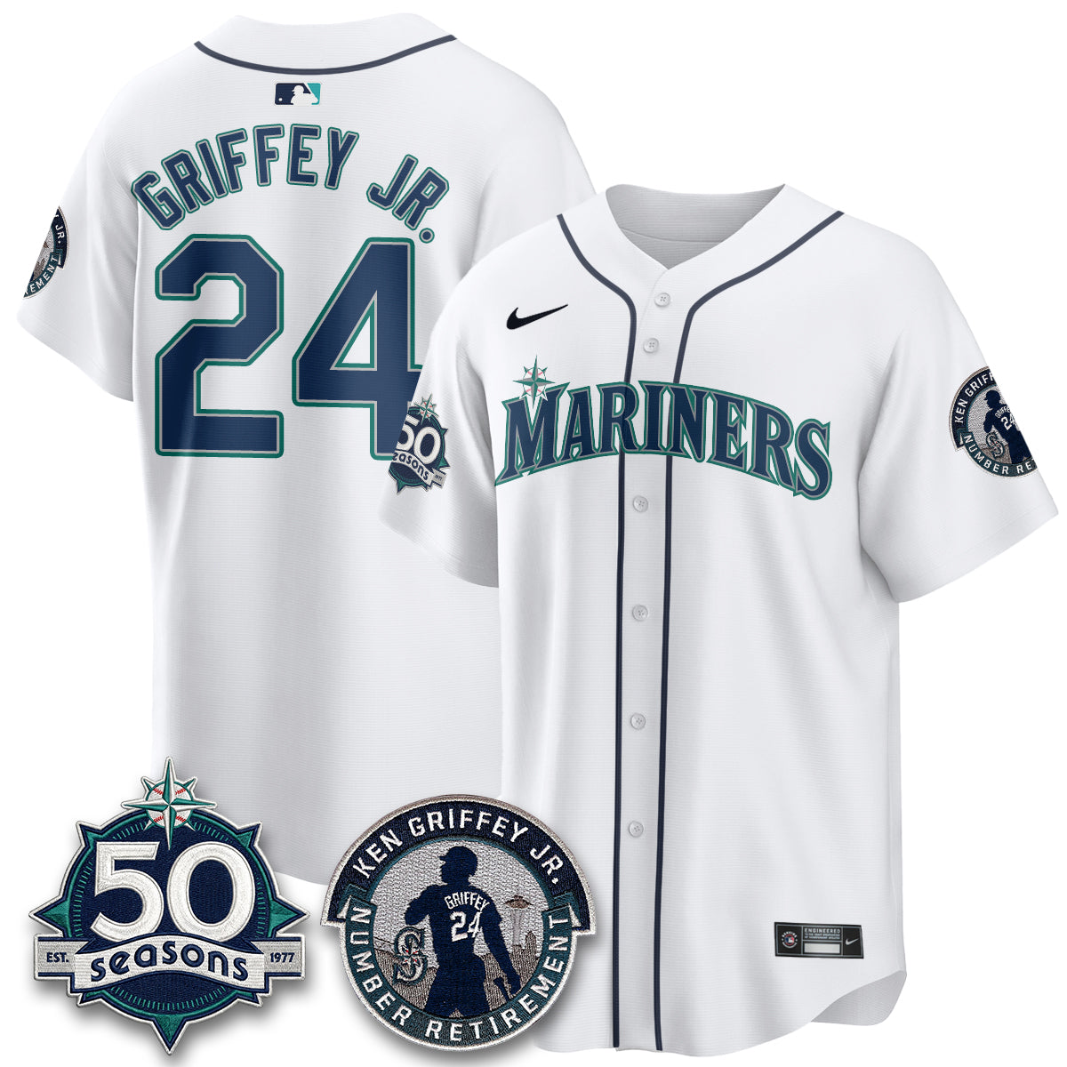SEA Ken Griffey Jr. Patch Vapor Premier Limited Jersey - All Stitched