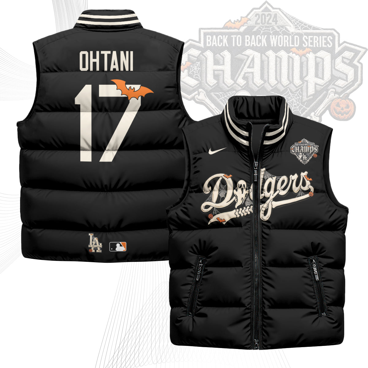 Los Angeles Dodgers Halloween 2026 Unisex Puffer Vest - Printed
