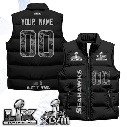 Seattle Seahawks 2026 Salute to Service Custom Puffer Vest - Printed