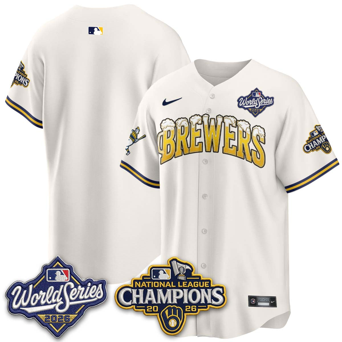 Milwaukee Brewers "Pitcher & Pint" 2026 NL Champions Vapor Jersey - Stitched