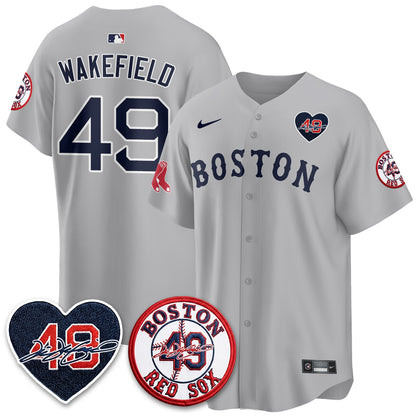 BOS Tim Wakefield Memorial Patch Vaper Premier Limited Red Jersey - All Stitched