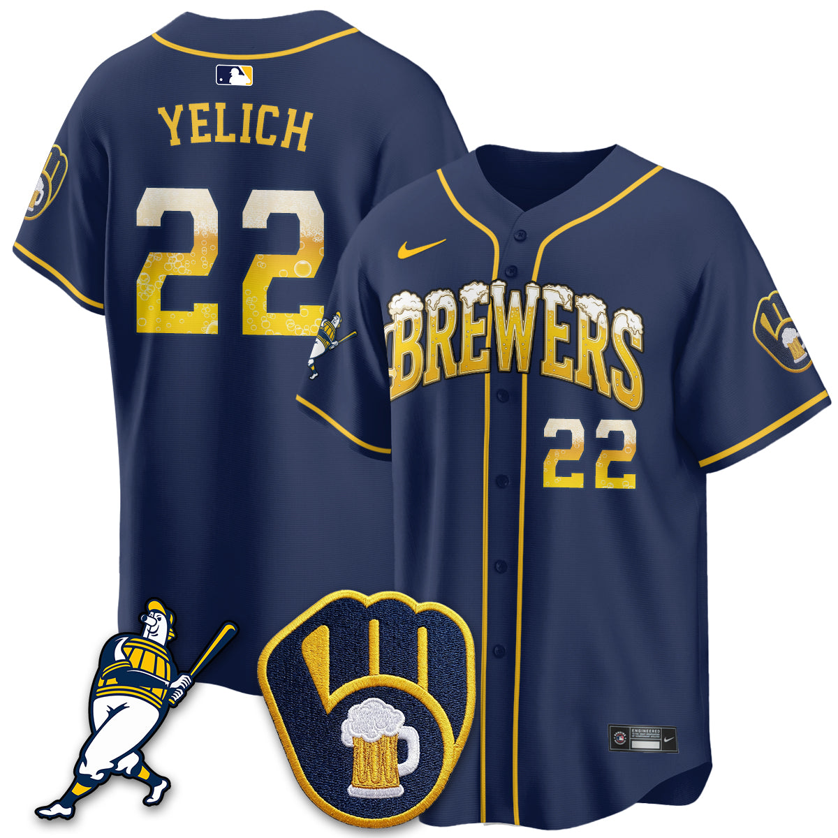 Milwaukee Brewers "Pitcher & Pint" Edition Vapor Limited Jersey - Stitched