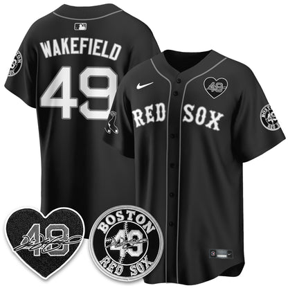 BOS Tim Wakefield Memorial Patch Vaper Premier Limited Red Jersey - All Stitched