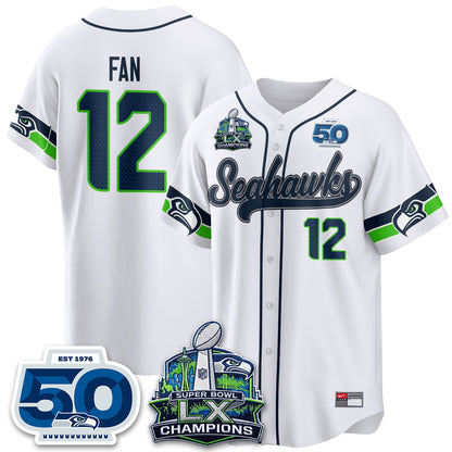 Seattle Seahawks SB LX Champs Vapor Baseball Jersey - Stitch