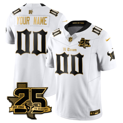 HOU 25th Seasons in 2026 Gothic Vapor Gold Edition Custom Limited Jersey - All Stitched