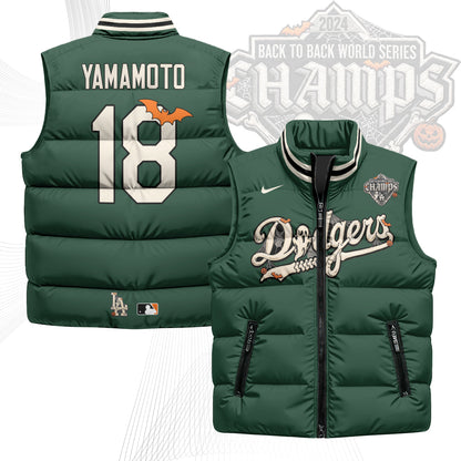 Los Angeles Dodgers Halloween 2026 Unisex Puffer Vest - Printed