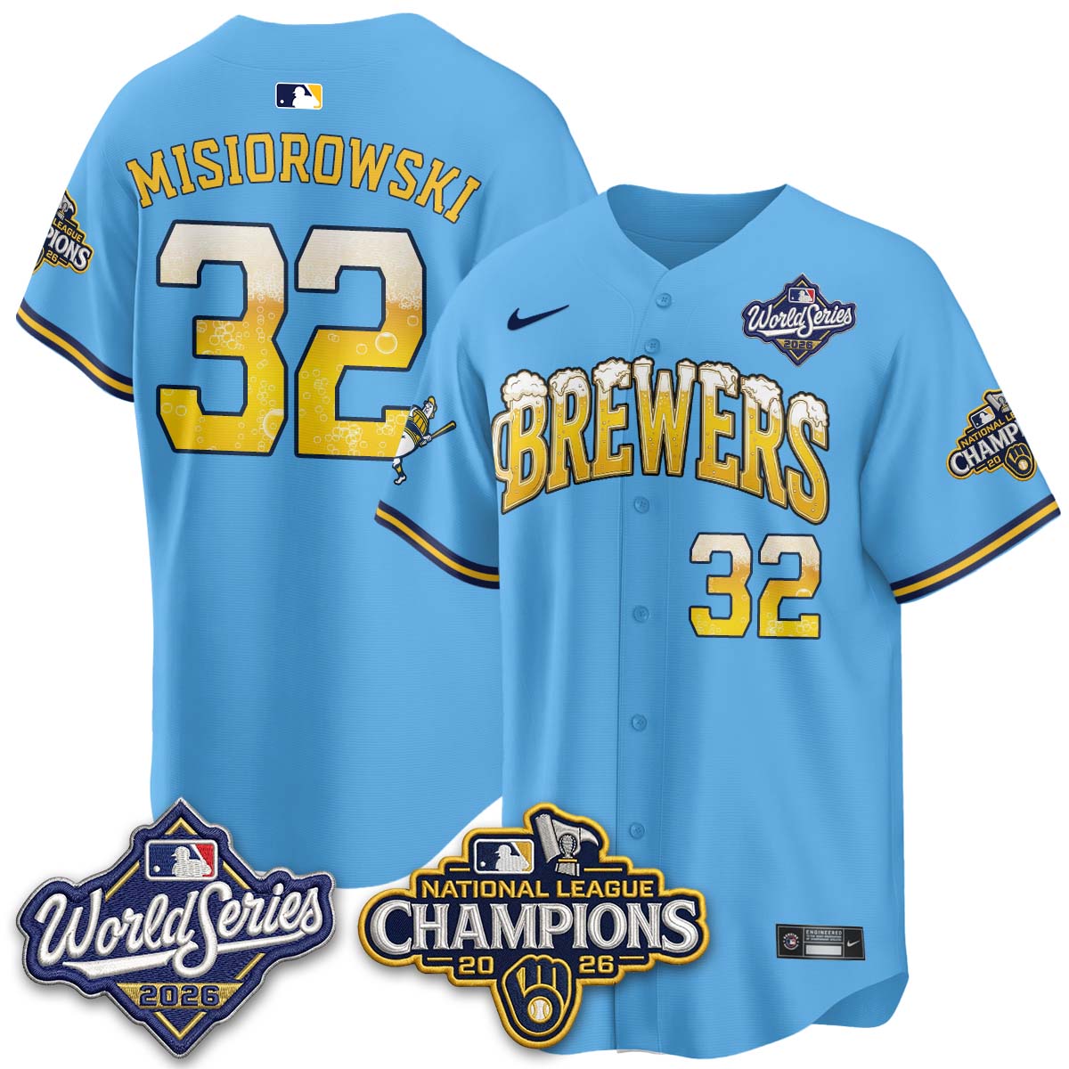 Milwaukee Brewers "Pitcher & Pint" 2026 NL Champions Vapor Jersey - Stitched