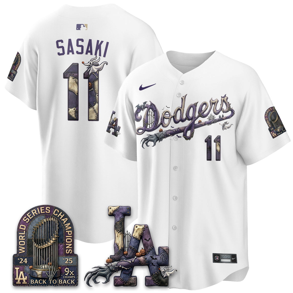 Los Angeles Dodgers Nightmare Edition Vapor Jersey - Printed