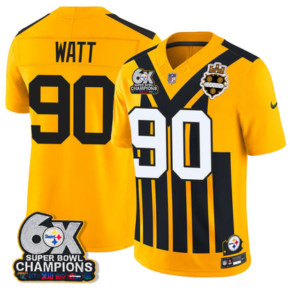 Pittsburgh Steelers 6X Champs Throwback V2 Vapor Jersey - Stitched