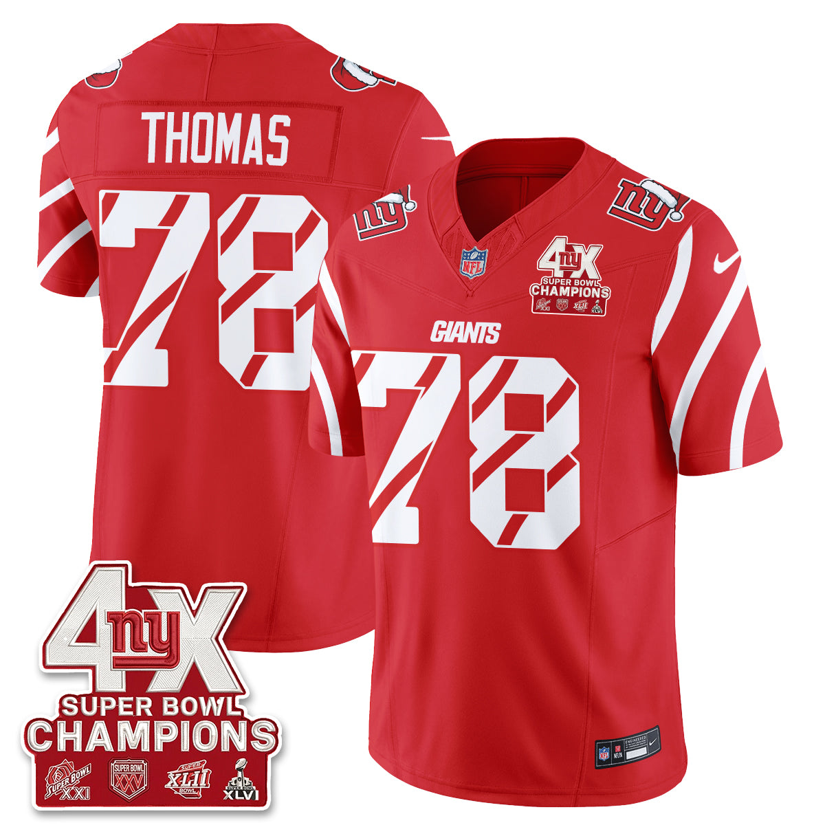 NYG  Xmas Edition Vapor Jersey - Stitched