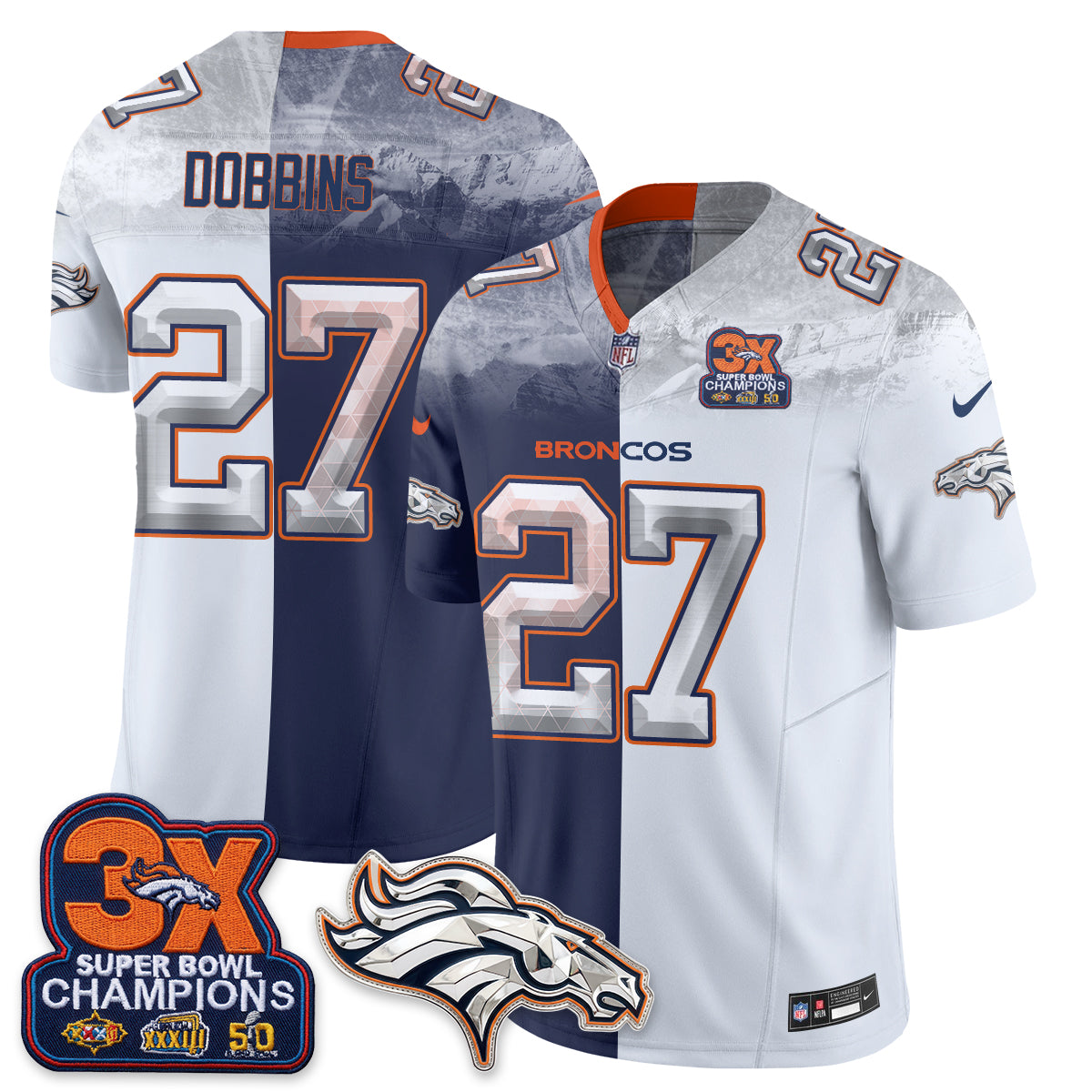 Denver Broncos Mile High Split Edition Vapor Jersey - Stitched