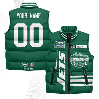 New York Jets Gotham City Custom Puffer Vest - Printed