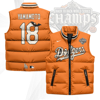 Los Angeles Dodgers Halloween 2026 Unisex Puffer Vest - Printed