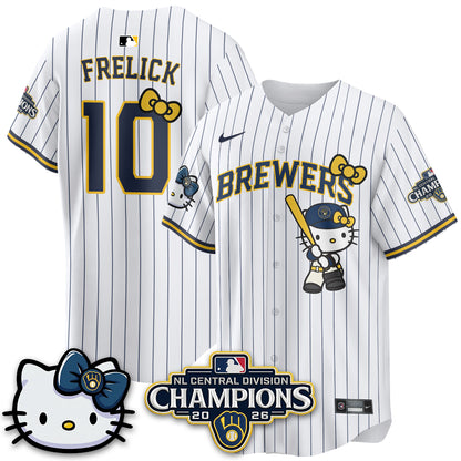 Milwaukee Brewers NL Central Champs x Meow KT Vapor Jersey - Stitched