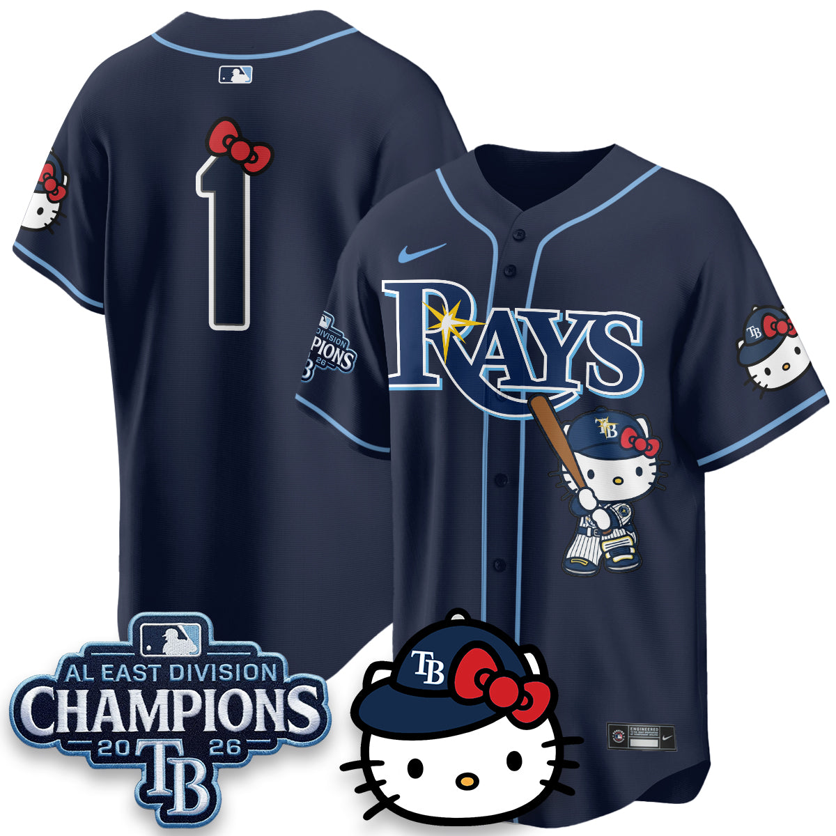 Tampa Bay Rays x Meow KT 2026 AL East Champs Vapor Jersey - Stitched