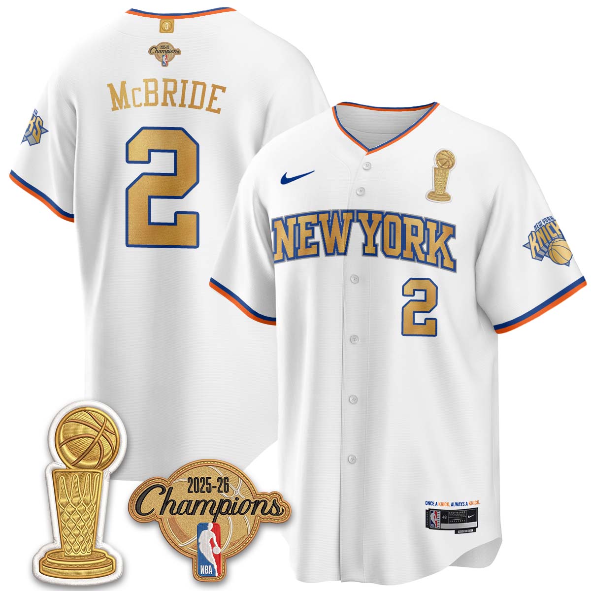 New York Knicks Champions Night Baseball Vapor Jersey - Stitched