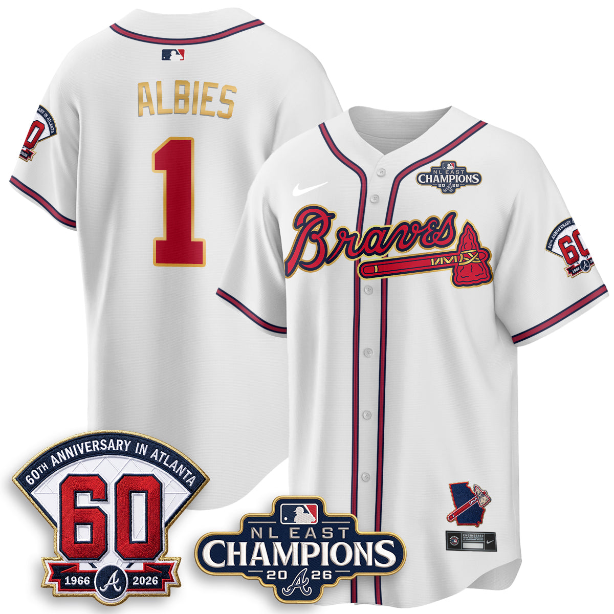 Atlanta Braves 2026 NL East Champs Gold Edition Vapor Jersey - Stitched