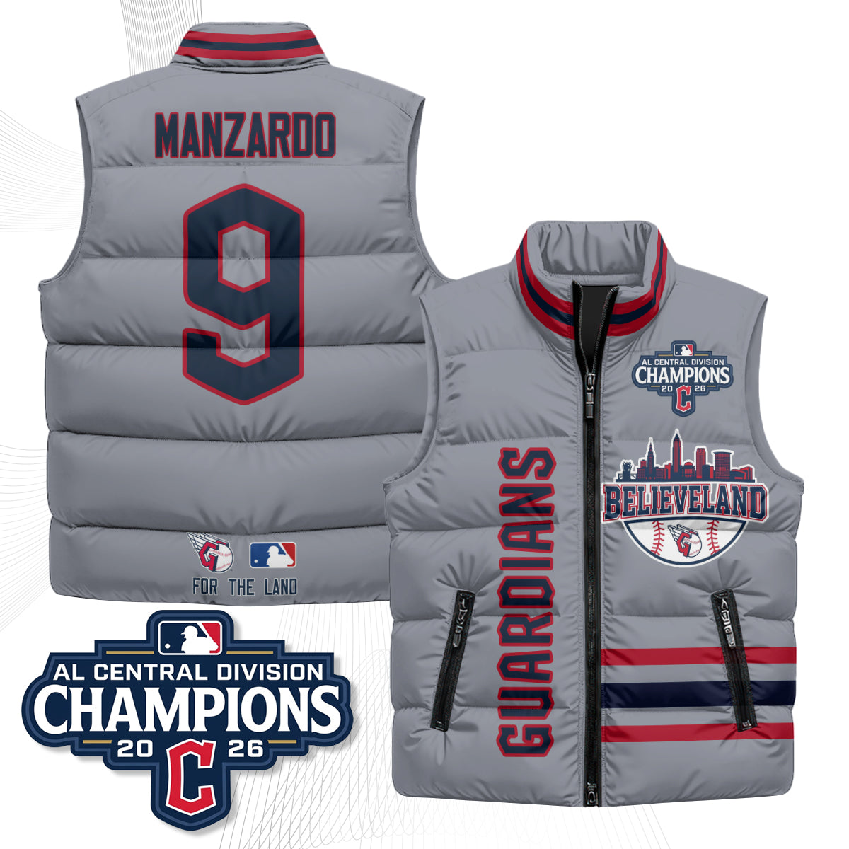 CLE Believeland Puffer Vest - Printed
