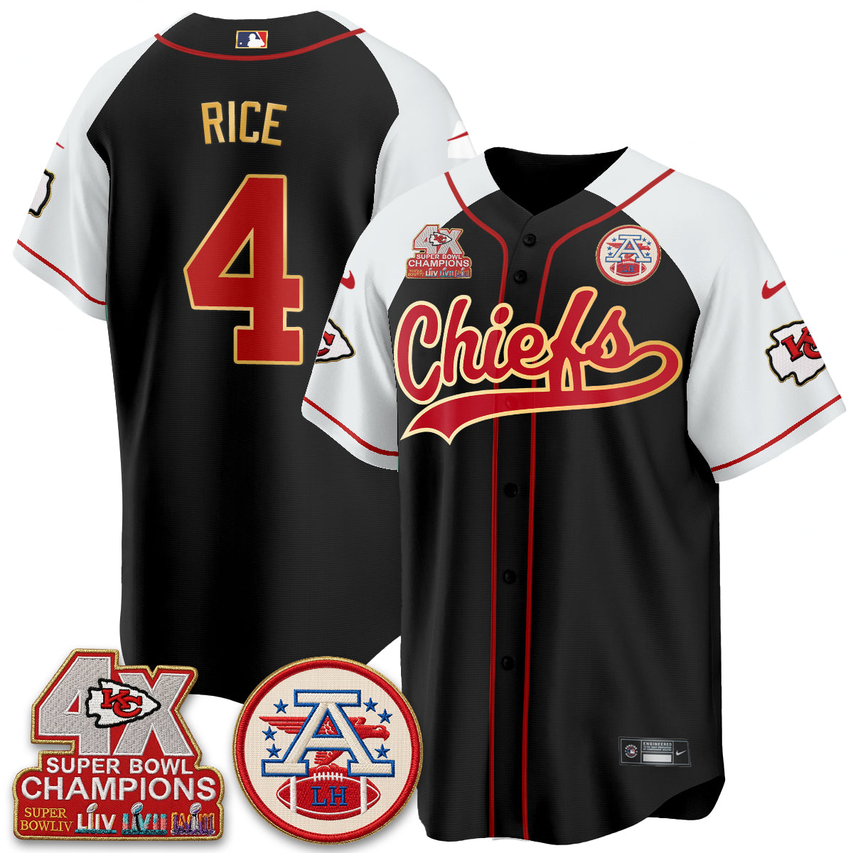 KC 4X Champs Gold Trim Edition Vapor Baseball Jersey - Stitched