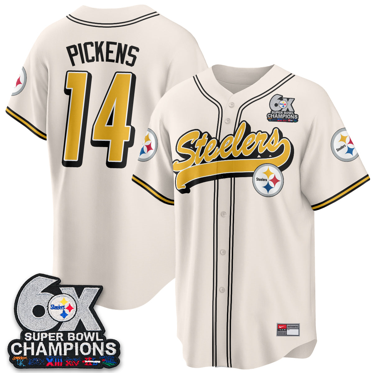 Pittsburgh Steelers 6x SBowl Baseball Vapor Jersey - Stitched