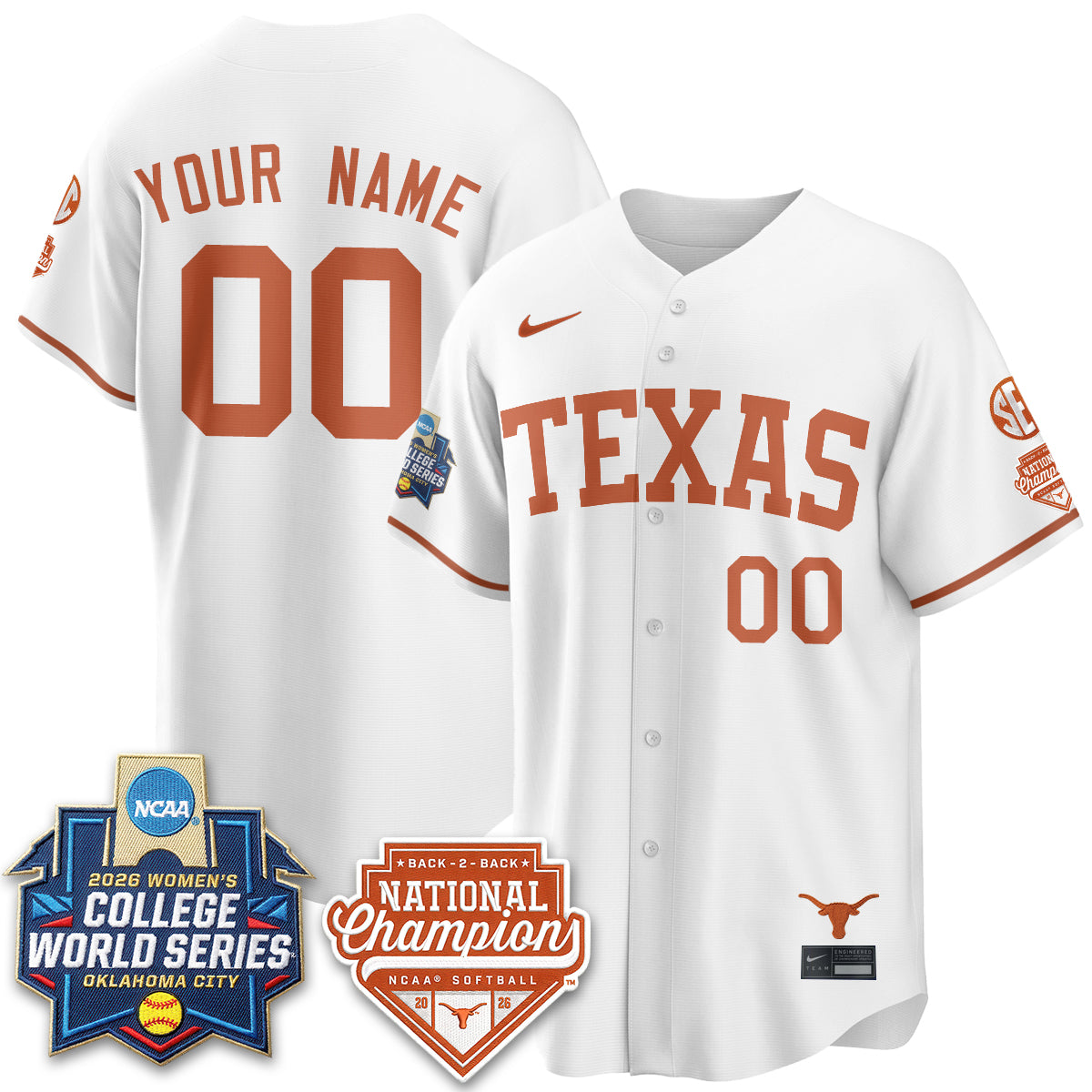 TEX Softball 2026 World Series (WCWS) Vapor Premier Limited Custom Jersey - B2B Champs - Stitched