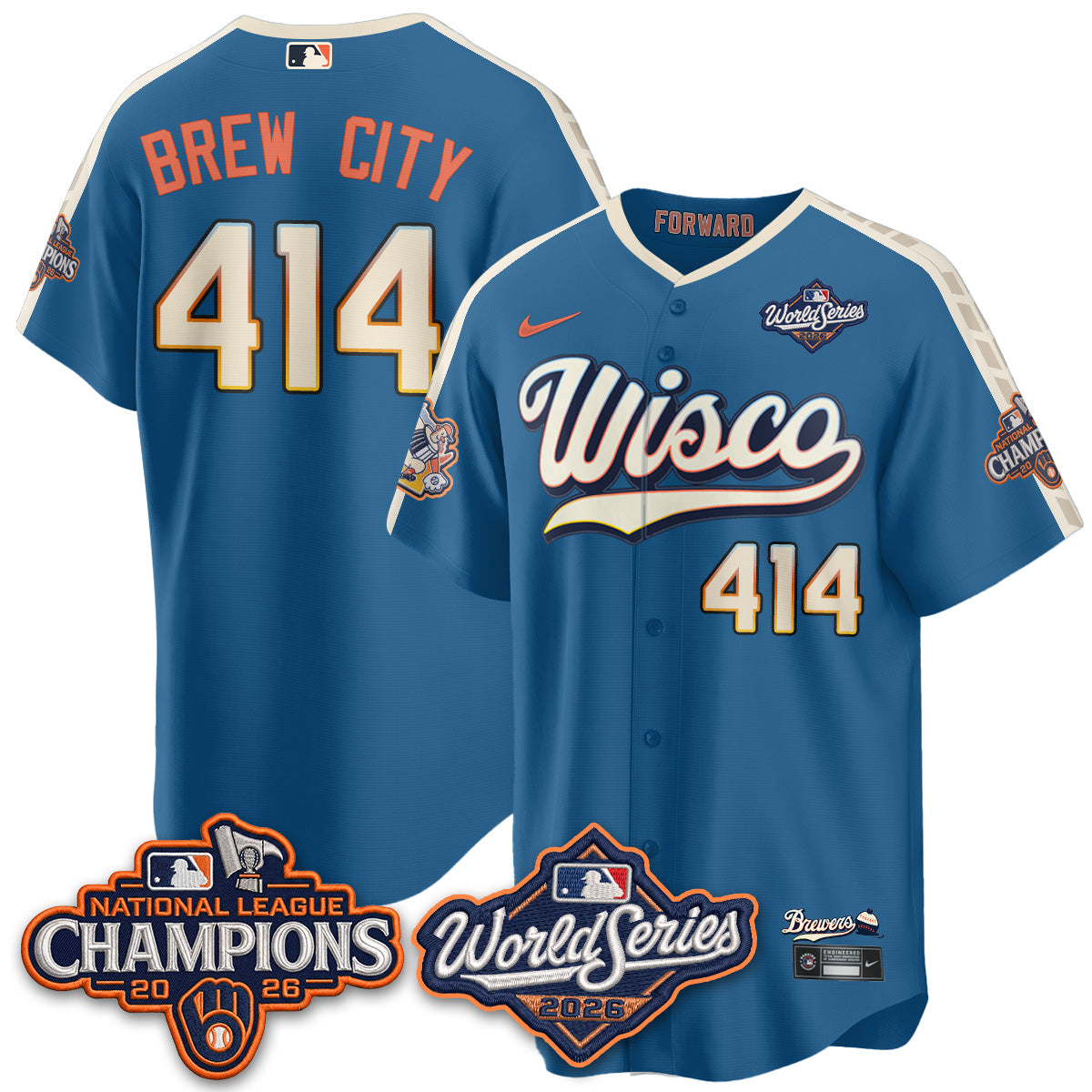 Milwaukee Brewers 2026 NL Champions City Connect Vapor Jersey - Stitched