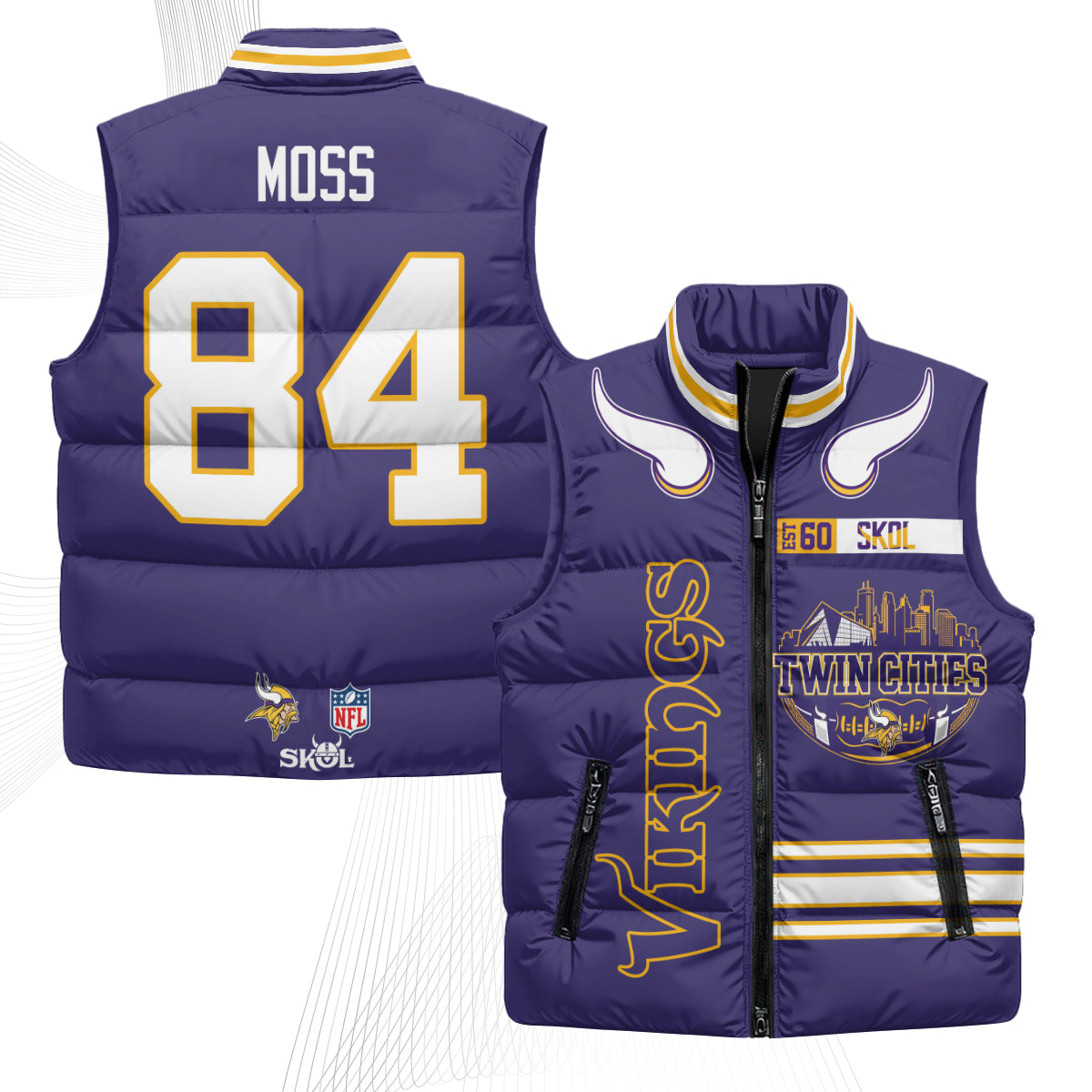 Minnesota Vikings Twin City Puffer Vest - Printed