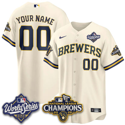 Milwaukee Brewers 2026 NL Champions Custom Vapor Jersey - Stitched