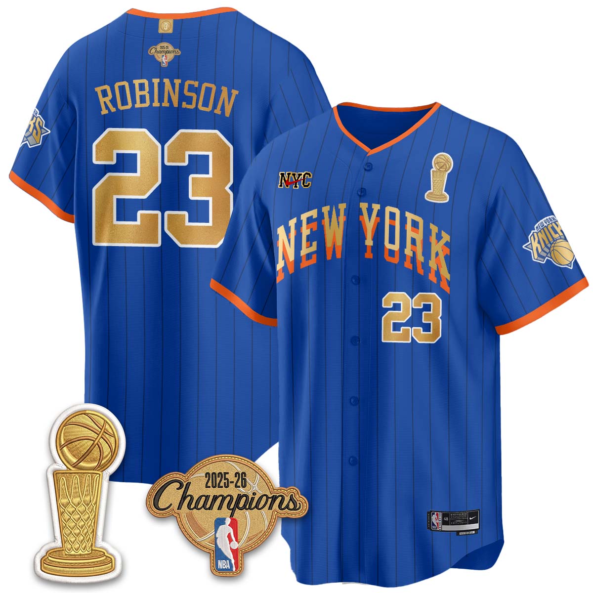 New York Knicks Champions Night Baseball Vapor Jersey - Stitched