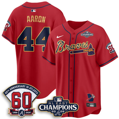Atlanta Braves 2026 NL East Champs Gold Edition Vapor Jersey - Stitched