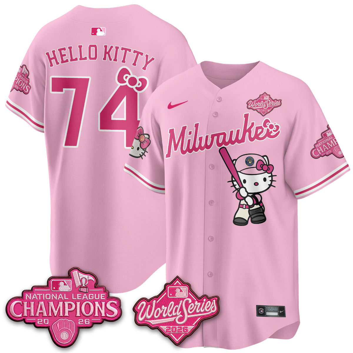 Milwaukee Brewers 2026 NL Champions x Meow KT Vapor Jersey - Stitched