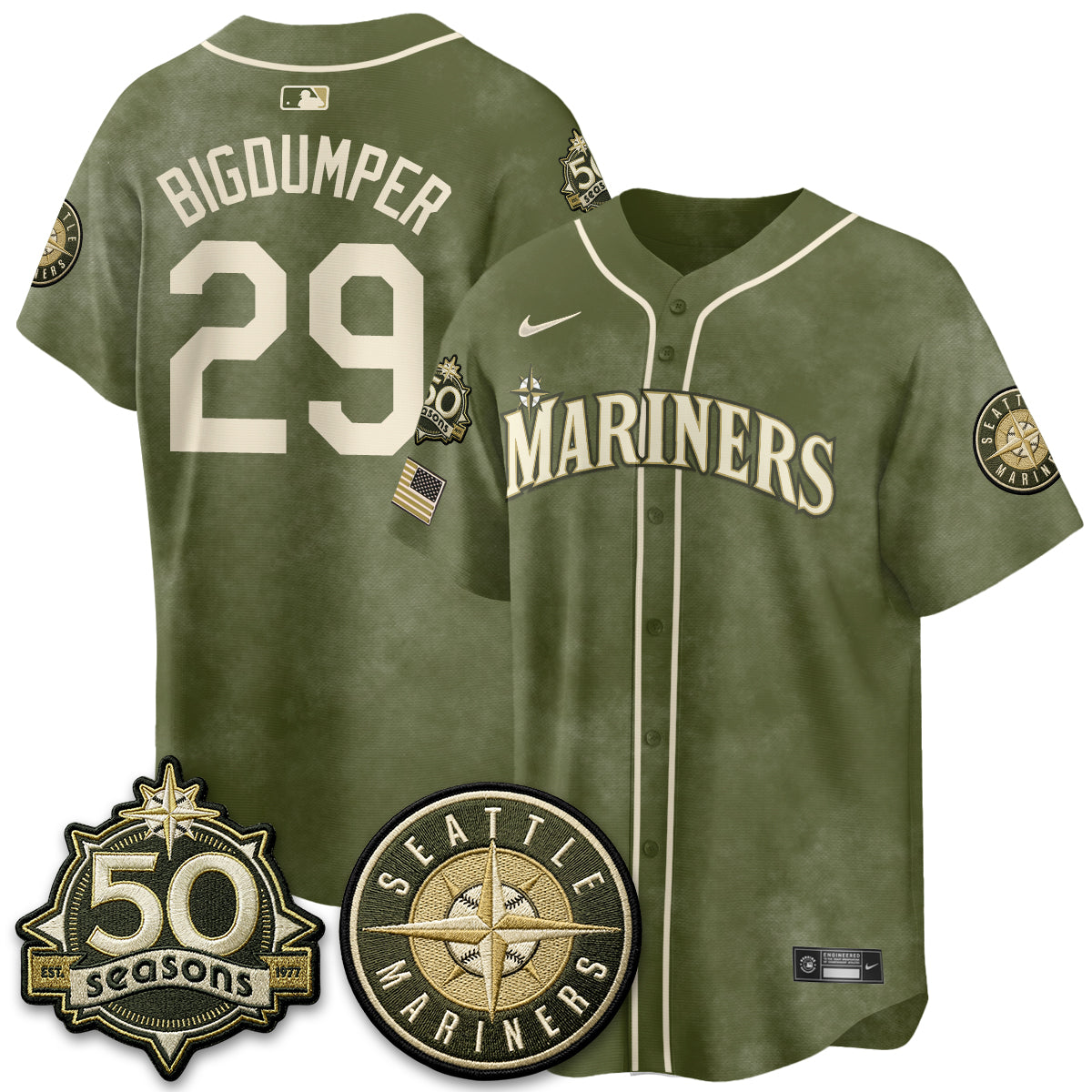 SEA New Era Olive 2026 Armed Forces Day Jersey - All Stitched