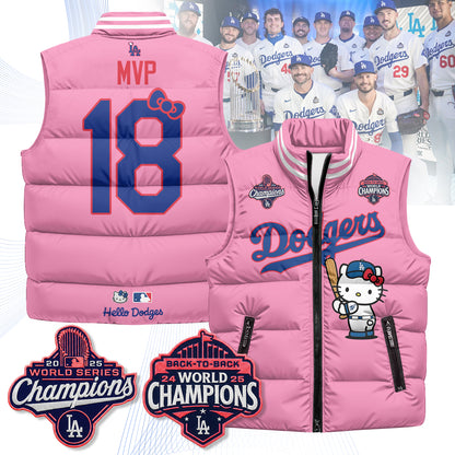 Los Angeles Dodgers Meow KT Edition Unisex Puffer Vest - Printed