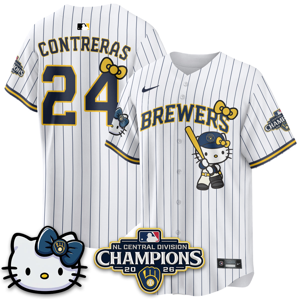 Milwaukee Brewers NL Central Champs x Meow KT Vapor Jersey - Stitched