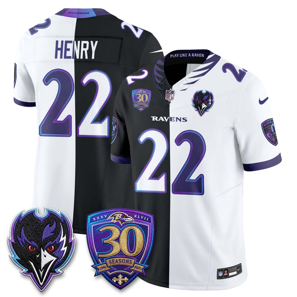Baltimore Ravens The Next Flight Split Vapor Jersey - Stitched