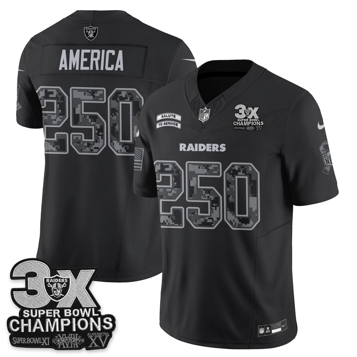 Las Vegas Raiders 2026 Salute to Service V2 Vapor Jersey - Stitched