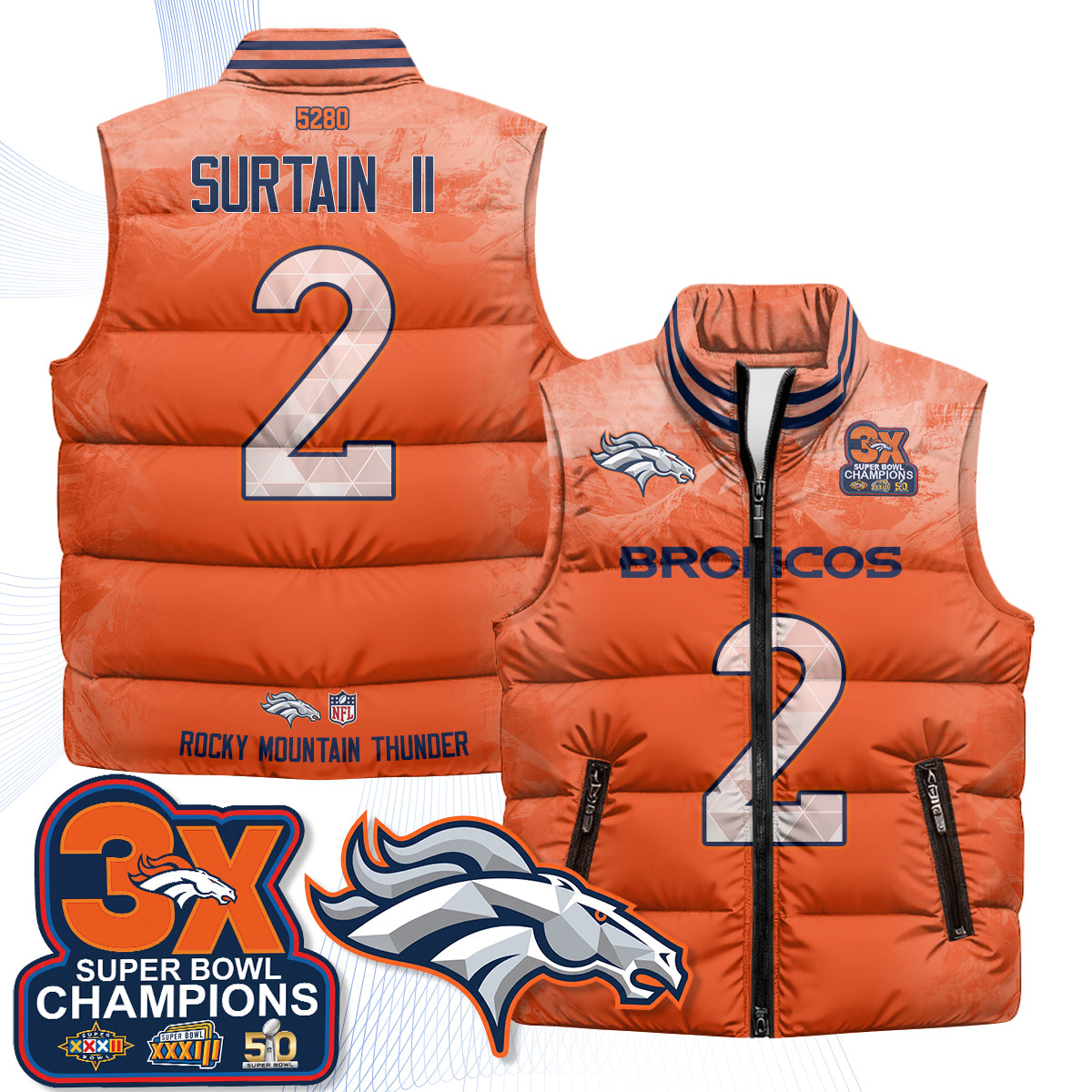 Denver Broncos Fan Gear Edition Unisex Puffer Vest - Printed