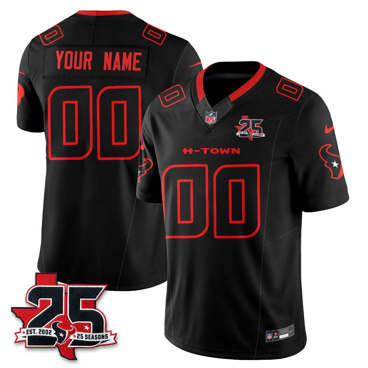 HOU Fan Gear Edition Vapor Custom Jersey (2) - Stitched