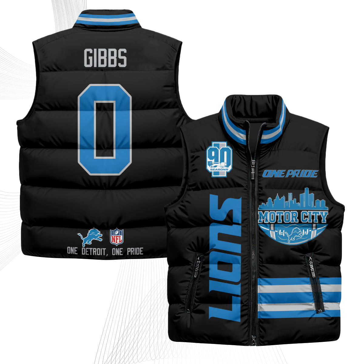 DET Motor City Puffer Vest - Printed