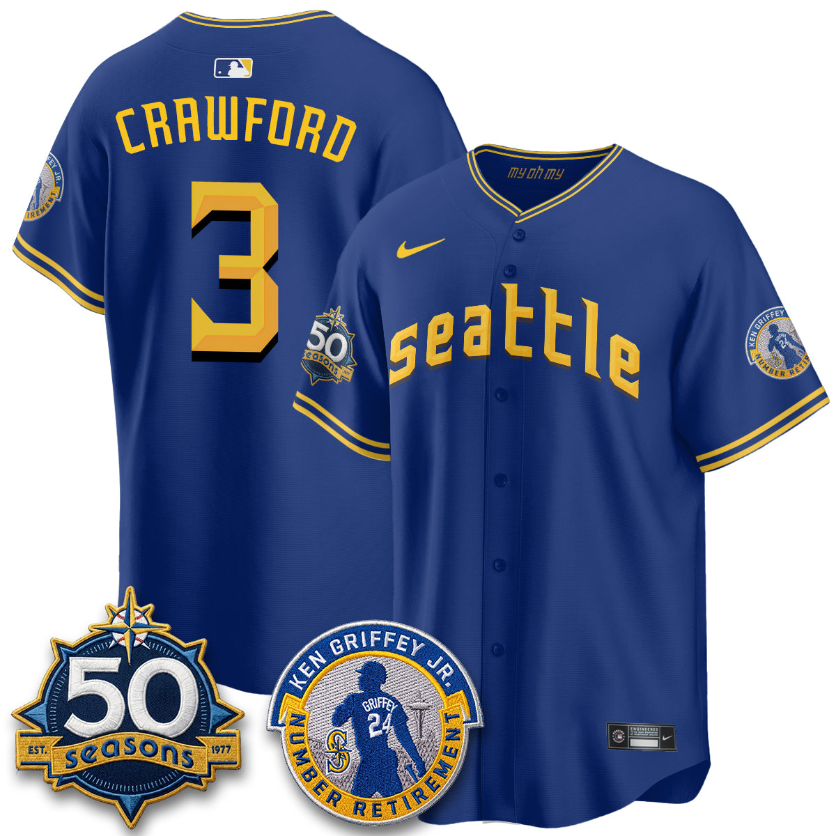 SEA Ken Griffey Jr. Patch Vapor Premier Limited Jersey - All Stitched