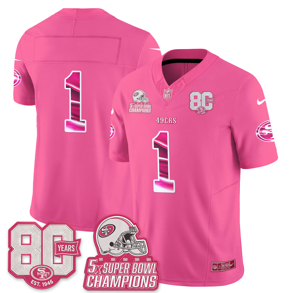 San Francisco 49ers Pink Edition Vapor Jersey - Stitched