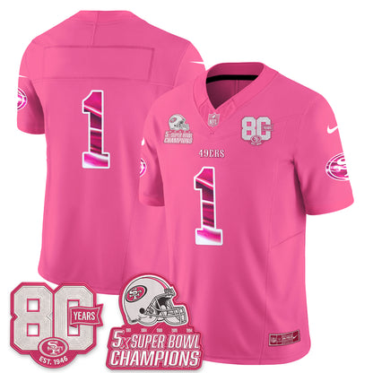San Francisco 49ers Pink Edition Vapor Jersey - Stitched