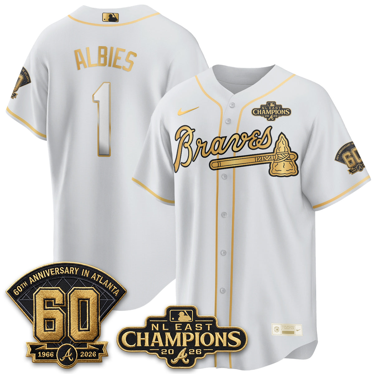 Atlanta Braves 2026 NL East Champs Gold Edition Vapor Jersey - Stitched