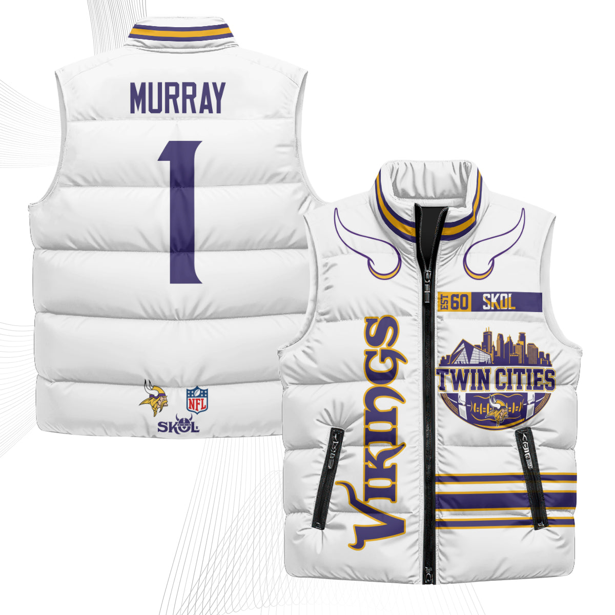 Minnesota Vikings Twin City Puffer Vest - Printed