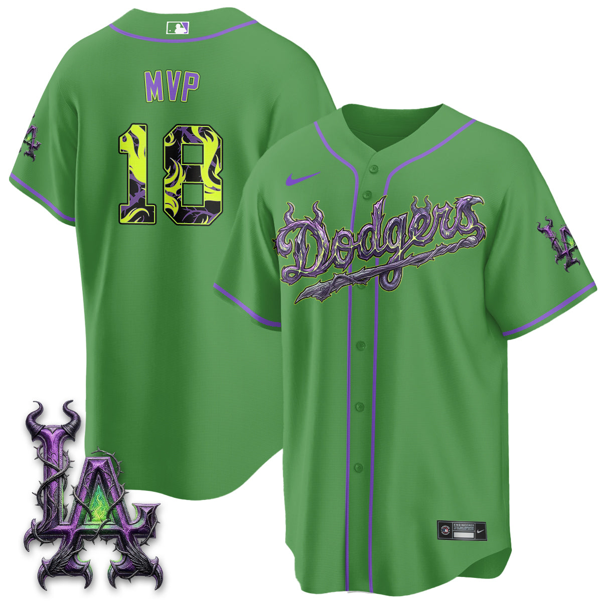 Los Angeles Dodgers Villains Halloween - Horned Queen Vapor Jersey- Stitched