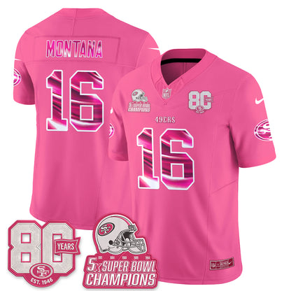 San Francisco 49ers Pink Edition Vapor Jersey - Stitched