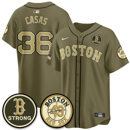 BOS New Era Olive 2026 Armed Forces Day Jersey - All Stitched