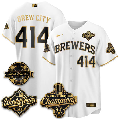 MIL 2026 WS Champions - Bob Uecker Patch Cream Jersey - Stitched (#24)