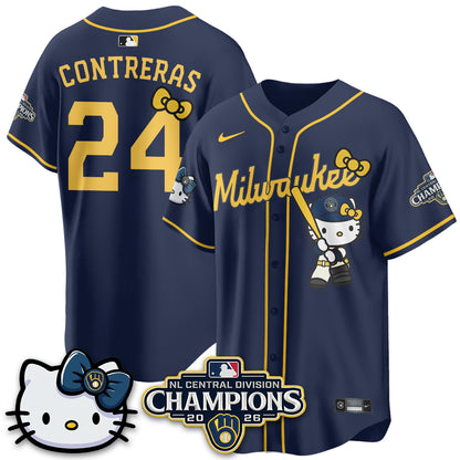 Milwaukee Brewers NL Central Champs x Meow KT Vapor Jersey - Stitched