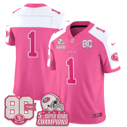San Francisco 49ers Pink Edition Vapor Jersey - Stitched